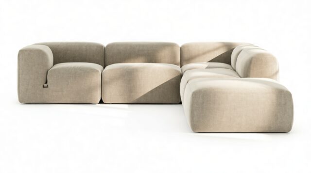 The Le Mura – Beige Gray Chenille, Right Corner