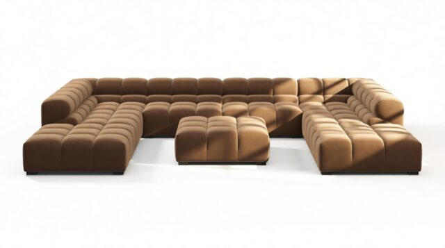 The Tufty – Mocha Velvet, U Shape – Sectional