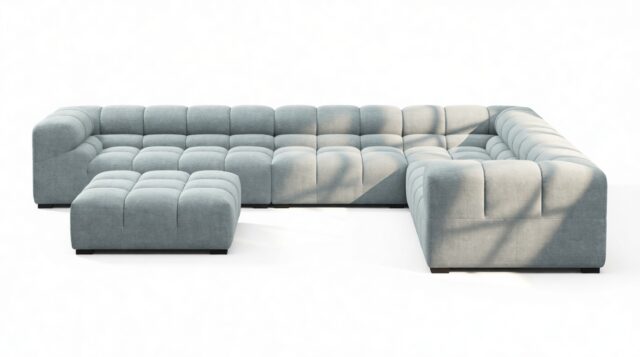 The Tufty – Cerulean Chenille, Large Corner (Right) – Sectional