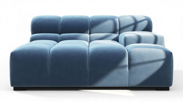 The Tufty – Aegean Blue Velvet, Deep Large Armrest (Right)