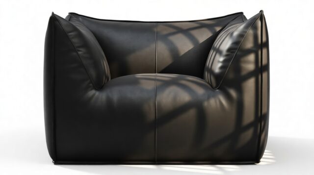 The Bambole – Midnight Black Premium Leather, Lounge Chair