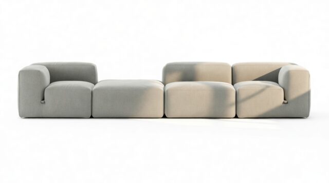 The Le Mura – Soft Gray Brushed Weave, Four Seater (Left)