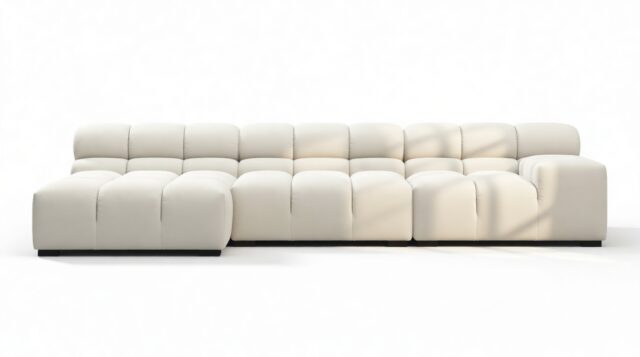 The Tufty – Oatmeal Brushed Weave, Small Chaise (Left) – Sectional