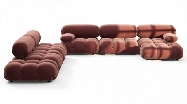 The Bellini – Maroon Velvet, Sectional (Large Left Corner)