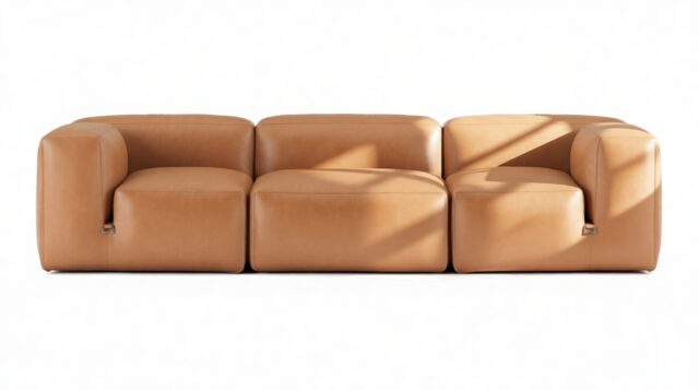 The Le Mura – Tan Vegan Leather, Three Seater Sofa