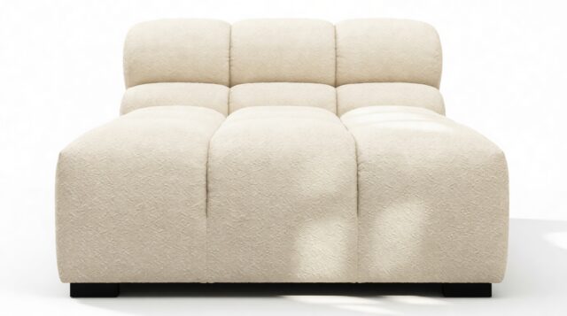 The Tufty – Eggshell Boucle, Armless Chaise