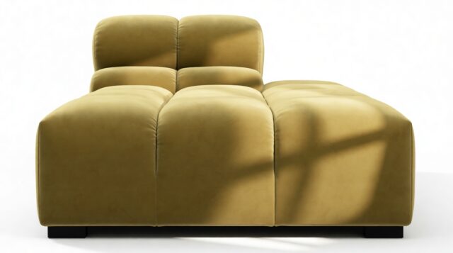 The Tufty – Olive Gold Velvet, Armless Chaise (Right)