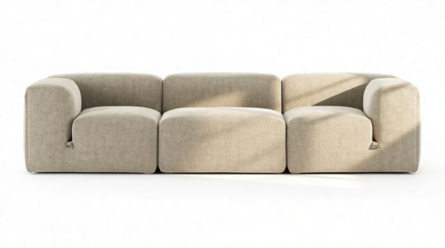 The Le Mura – Beige Gray Chenille, Three Seater Sofa