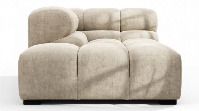 The Tufty – Beige Gray Chenille, Corner Half (Left)