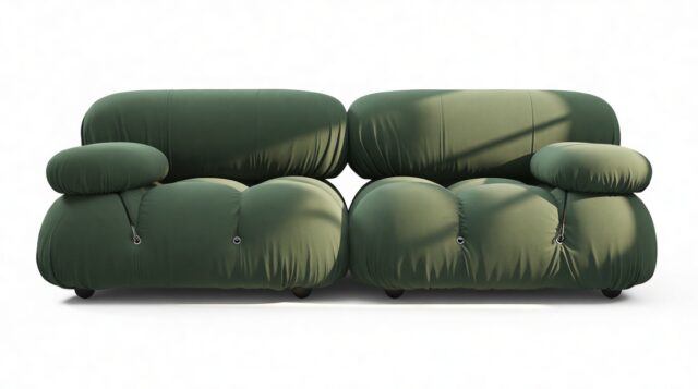 The Bellini – Evergreen Brushed Weave, Two Seater Sofa