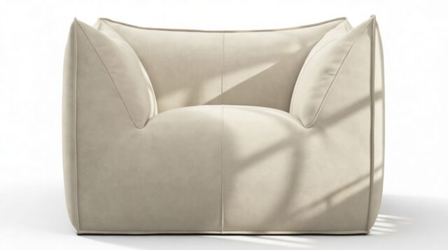 The Bambole – Eggshell Vegan Suede, Lounge Chair