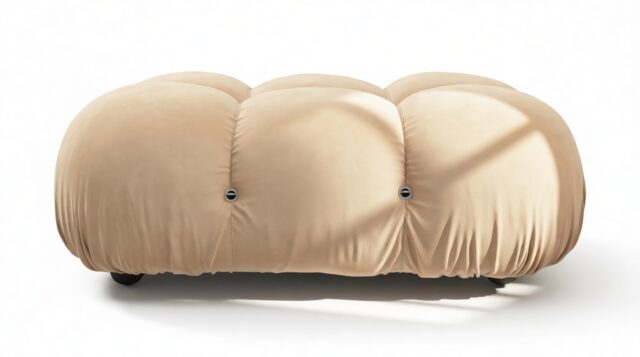 The Bellini – Ecru Velvet, Ottoman