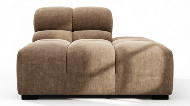 The Tufty – Cappuccino Brown Chenille, End Armless (Right)