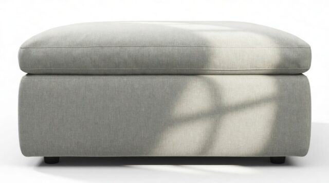 The Ciel – Soft Gray Brushed Weave, Ottoman