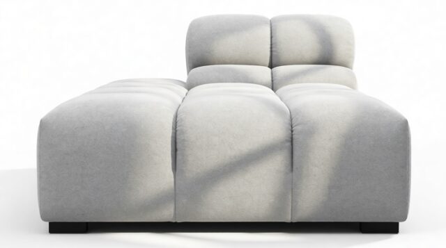 The Tufty – Light Gray Wool, Armless Chaise (Left)