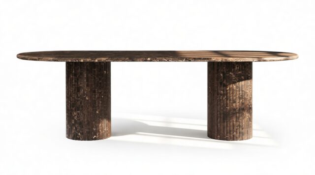 The Kronos – Dark Emperador Marble, 98in Oval Dining Table