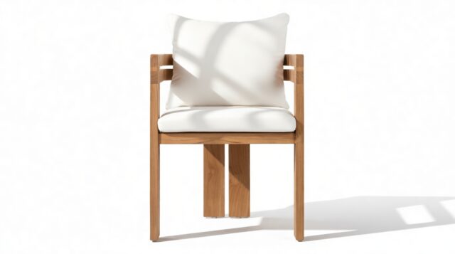 The Prestigio – Natural Teak with White Cushions, Dining Chair