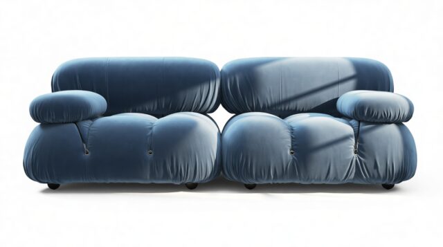The Bellini – Aegean Blue Velvet, Two Seater Sofa