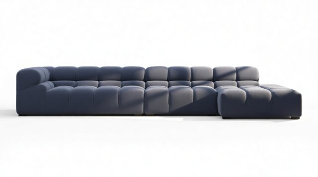 The Tufty – Royal Blue Wool, Sectional Large Chaise (Right)