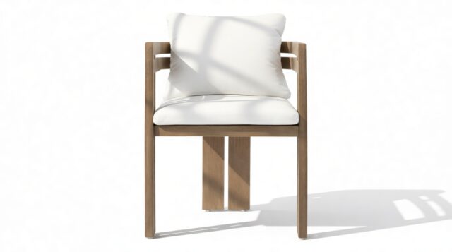 The Prestigio – Weathered Teak with White Cushions, Dining Chair