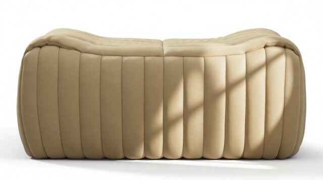 The Sandra – Beige Vegan Leather, Ottoman