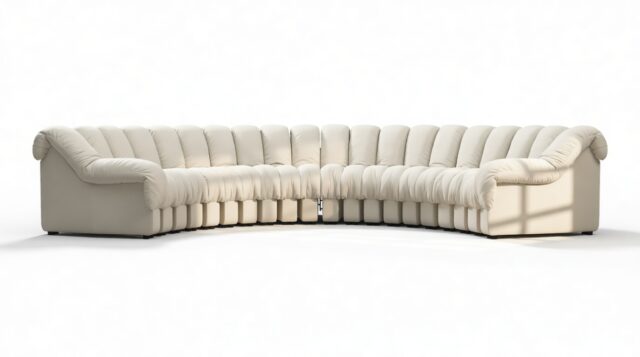 The DS 600 – Cream Vegan Leather, Large Sectional, U Shape