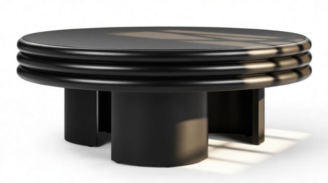 The Pasquale – Black, Round Coffee Table (Low)