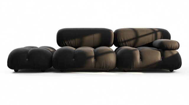 The Bellini – Black Velvet, Open End Sofa (Left)
