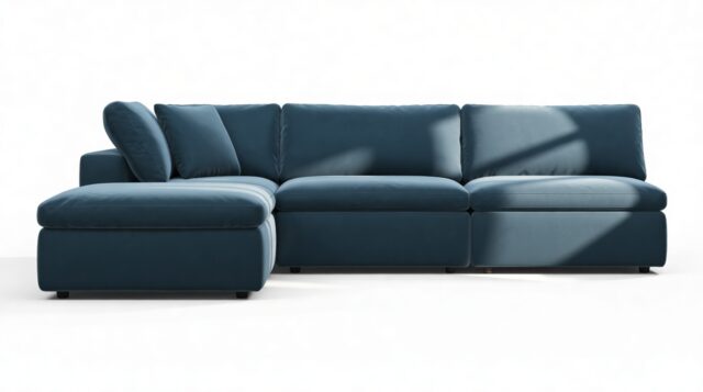 The Ciel – Prussian Blue Luxe Velvet, Sectional (Left Chaise)