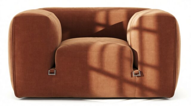 The Le Mura – Rust Chenille, Lounge Chair