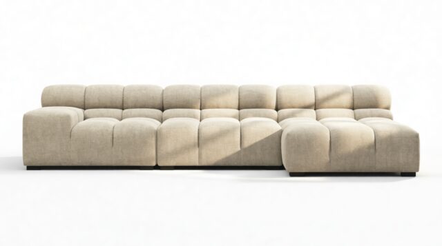 The Tufty – Beige Gray Chenille, Small Chaise (Right) – Sectional