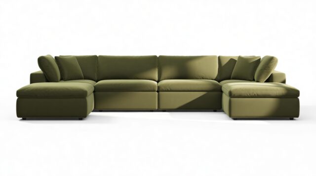 The Ciel – Spruce Luxe Velvet, Sectional (Double Chaise)