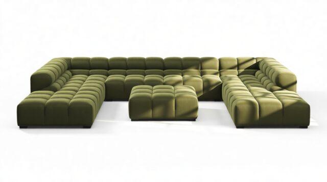 The Tufty – Thyme Luxe Velvet, U Shape – Sectional