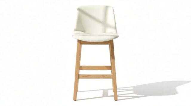 The Clair – Eggshell Vegan Leather and Natural Ash, Counter Stool