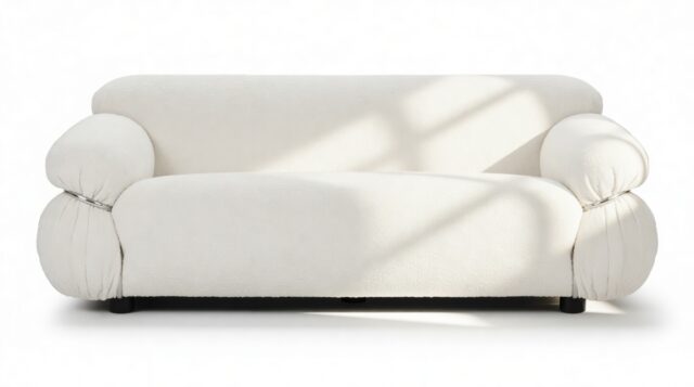 The Sesann – White Boucle, Two Seater Sofa