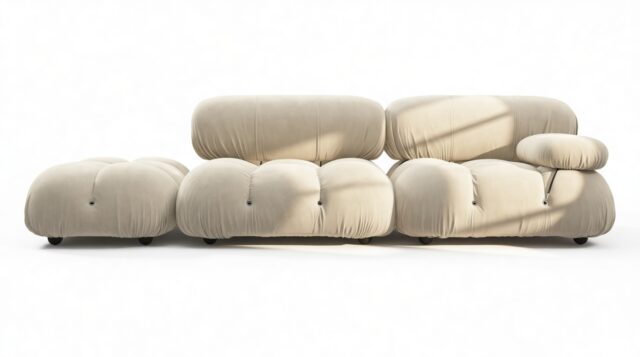 The Bellini – Eggshell Vegan Suede, Open End Sofa (Left)
