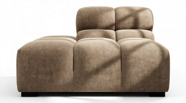 The Tufty – Cappuccino Brown Chenille, End Armless (Left)