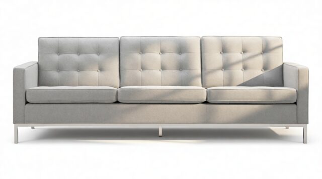 The Florence – Light Gray Wool, Three Seater