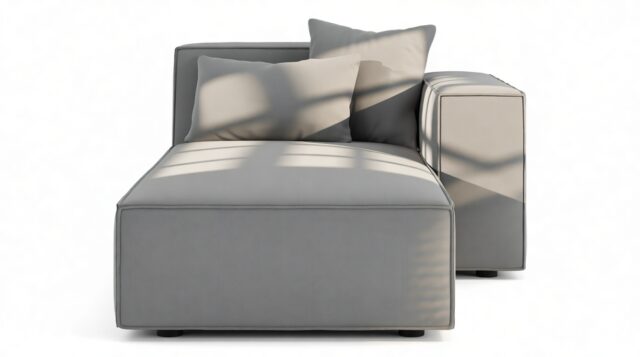 The Arlesia – Harbor Gray Flat Weave, Right Chaise Module
