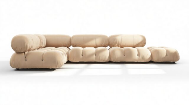 The Bellini – Ecru Velvet, Sectional (Left Corner)