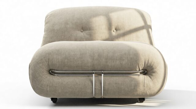 The Soriana – Beige Gray Chenille, Lounge Chair