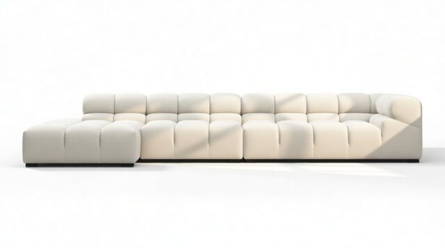 The Tufty – Oatmeal Brushed Weave, Sectional Large Chaise (Left)