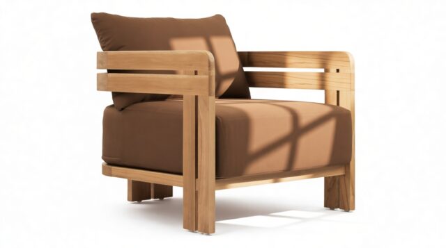 The Prestigio – Natural Teak with Mocha Cushions, Lounge Chair