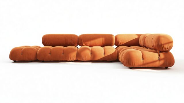 The Bellini – Apricot Velvet, Sectional (Right Corner)