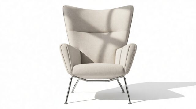 The Wing – Wheat Gray Wool, Lounge Chair