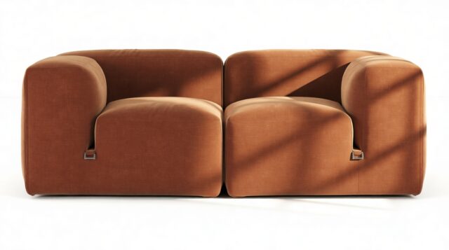 The Le Mura – Rust Chenille, Two Seater Sofa