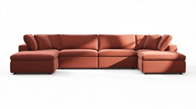 The Ciel – Cinnamon Velvet, Sectional (Double Chaise)