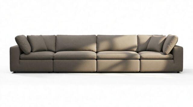 The Ciel – Coffee Brushed Weave, Four Seater Sofa