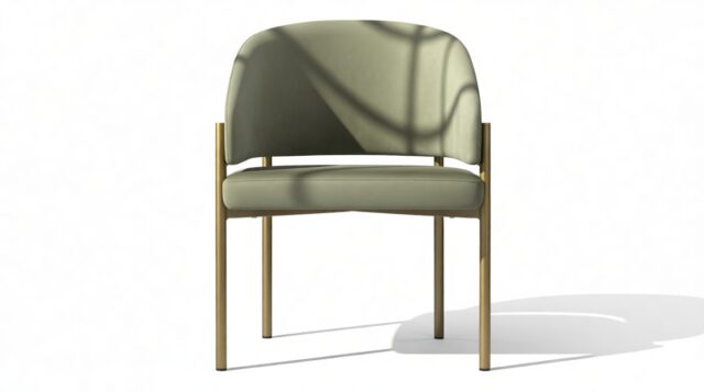 The Esther – Sage Vegan Suede and Brushed Brass, Dining Chair