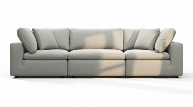 The Ciel – Soft Gray Brushed Weave, Three Seater